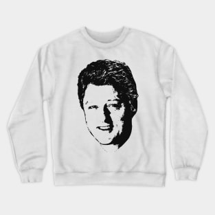 Bill Clinton Winning Smile Black On White Pop Art Crewneck Sweatshirt